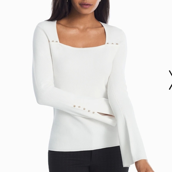 White House Black Market Sweaters - NWT WHBM Square Neck Button Pullover Sweater